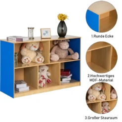 Holzschrank mit 5 offenen Ablagefächern geräumiger Bücher Spielzeug Lagerschrank mit dicken Regalen