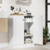 Holz Sideboard mit Türen & Verstellbaren Regalen Buffetschrank Bodenablageschrank Weiß