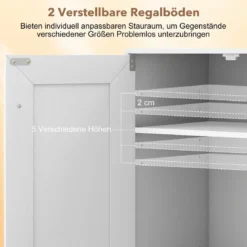 Holz Sideboard mit Türen & Verstellbaren Regalen Buffetschrank Bodenablageschrank Weiß