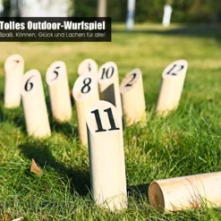 Holzspiel Wurfspiel Zahlen Nordisches Finn Nummern Kubb Kegel Wikinger Familie Spiel