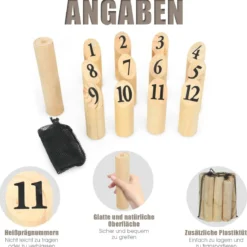 Holzspiel Wurfspiel Zahlen Nordisches Finn Nummern Kubb Kegel Wikinger Familie Spiel