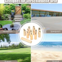 Holzspiel Wurfspiel Zahlen Nordisches Finn Nummern Kubb Kegel Wikinger Familie Spiel