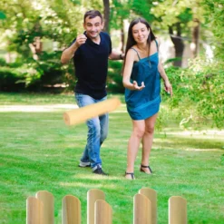 Holzspiel Wurfspiel Zahlen Nordisches Finn Nummern Kubb Kegel Wikinger Familie Spiel