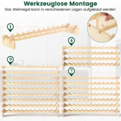 Holz Stapelbares Weinregal für 108 Flaschen mit 9 Ebenen Flaschenregal Weinständer