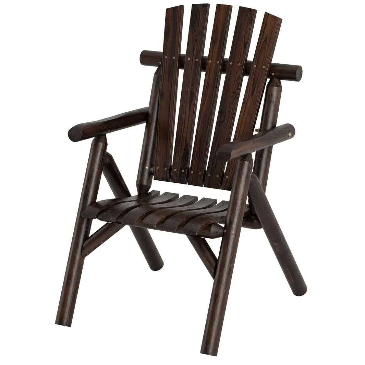 Holz Wetterfester Gartensessel mit Geneigter Rückenlehne & Armlehnen Gartenstuhl Braun