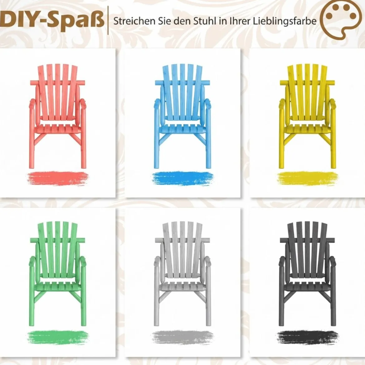 Holz Wetterfester Gartensessel mit Geneigter Rückenlehne & Armlehnen Gartenstuhl Braun