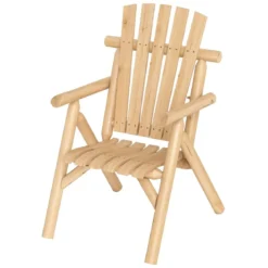 Holz Wetterfester Gartensessel mit Geneigter Rückenlehne & Armlehnen Gartenstuhl Natur
