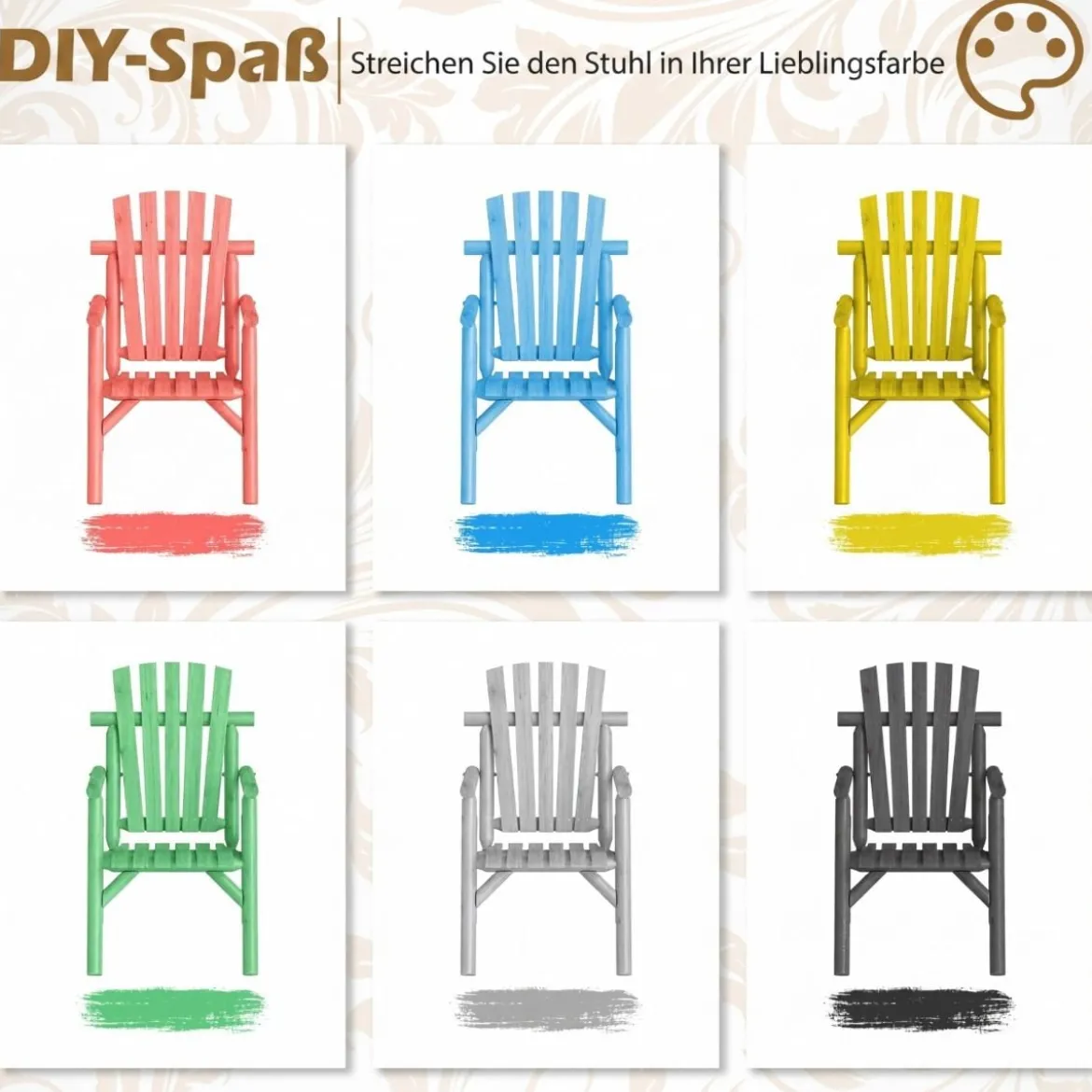 Holz Wetterfester Gartensessel mit Geneigter Rückenlehne & Armlehnen Gartenstuhl Natur