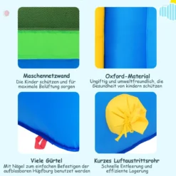 Hüpfburg Aufblasbare Kinder Springburg Spielburg mit Rutsche Bunt 380 x 305 x 215 cm