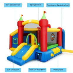 Hüpfburg Aufblasbare Kinder Springburg Spielburg mit Rutsche Bunt 380 x 305 x 215 cm