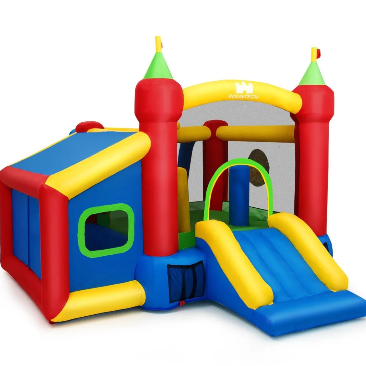 Hüpfburg Aufblasbare Kinder Springburg Spielburg mit Rutsche Bunt 380 x 305 x 215 cm