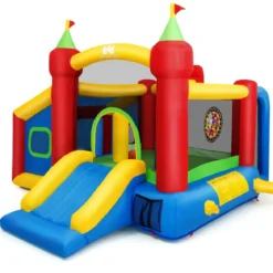 Hüpfburg Aufblasbare Kinder Springburg Spielburg mit Rutsche Bunt 380 x 305 x 215 cm