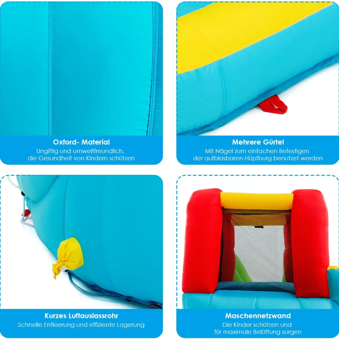 Hüpfburg Aufblasbarer Spielpool Wasserpark Planschbecken mit Rutsche 400 x 335 x 230 cm Farbig