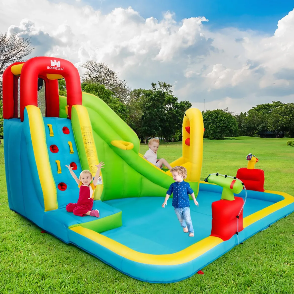 Hüpfburg Aufblasbarer Spielpool Wasserpark Planschbecken mit Rutsche 400 x 335 x 230 cm Farbig