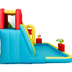 Hüpfburg Aufblasbarer Spielpool Wasserpark Planschbecken mit Rutsche 400 x 335 x 230 cm Farbig