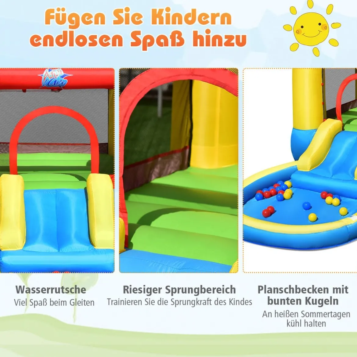 Hüpfburg aufblasbarer Springburg Wasserpark mit Rutsche 365 x 200 x 190 cm