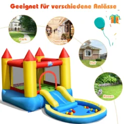 Hüpfburg aufblasbarer Springburg Wasserpark mit Rutsche 365 x 200 x 190 cm