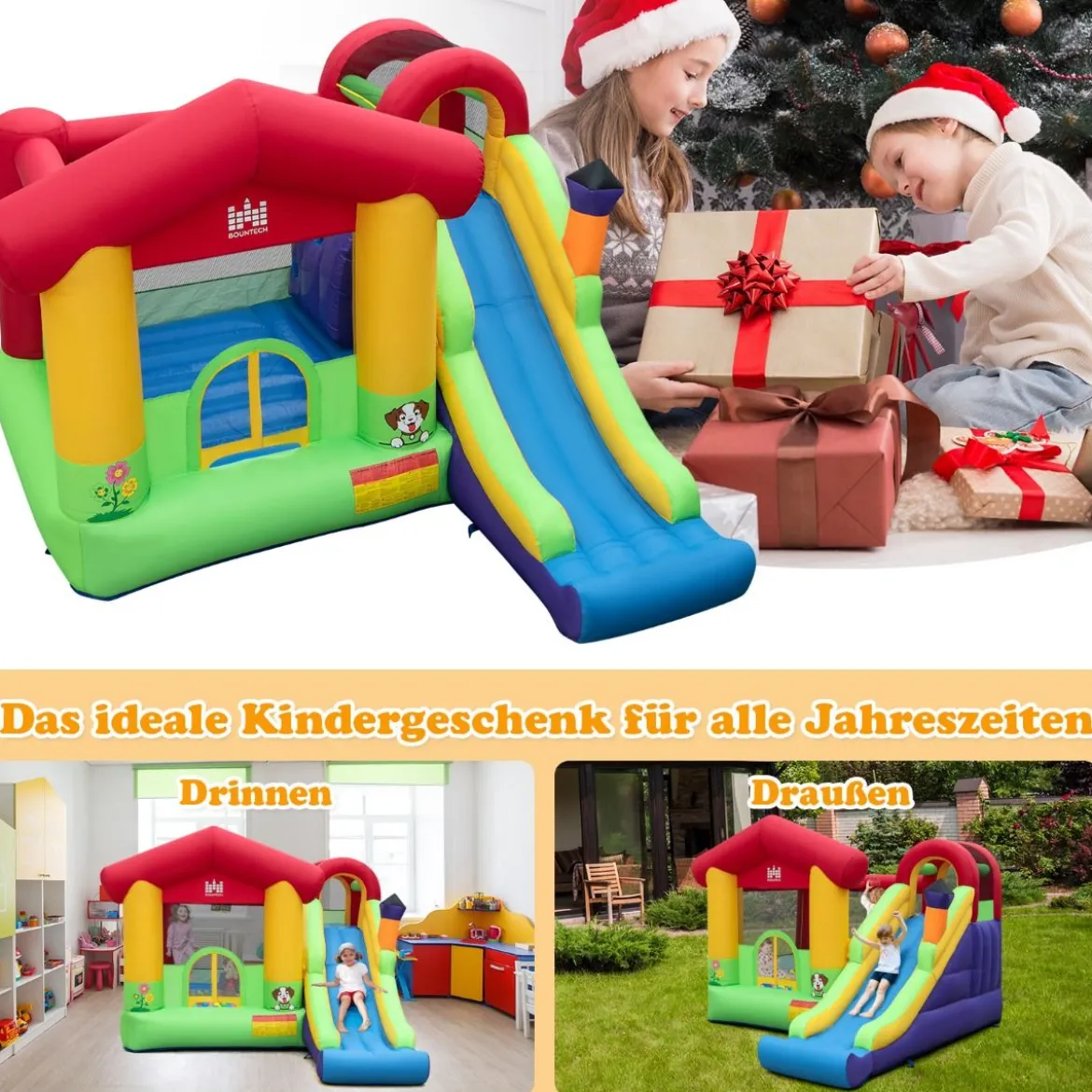 Hüpfburg Aufblasbare Spielburg für Kinder mit Rutsche 325 x 290 x 205 cm