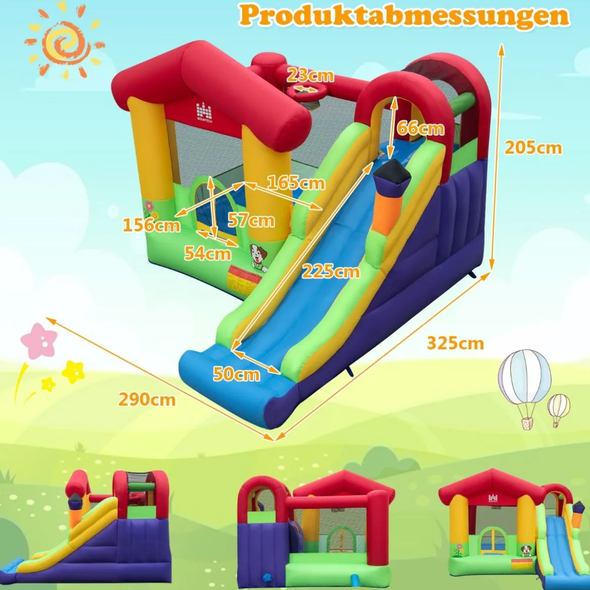 Hüpfburg Aufblasbare Spielburg für Kinder mit Rutsche 325 x 290 x 205 cm