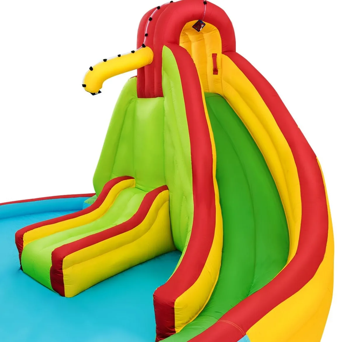 Hüpfburg Aufblasbare Wasserrutsche Kinder Springburg Wasserspielplatz mit 2 Rutschen & Kletterwand