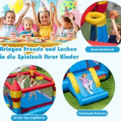 Hüpfburg Aufblasbar Spielburg Outdoor Bouncer mit Rutsche Bunt 370 x 280 x 230 cm