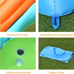 Hüpfburg aufblasbar Spielpool Wasserspiel Wasserpark mit Wasserrutsche 490 x 225 x 240 cm