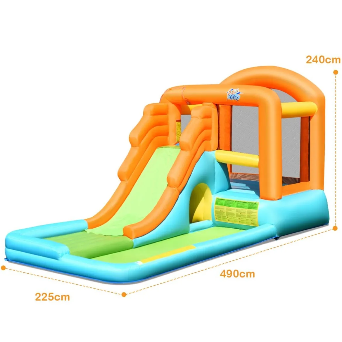 Hüpfburg aufblasbar Spielpool Wasserspiel Wasserpark mit Wasserrutsche 490 x 225 x 240 cm