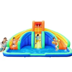 Hüpfburg aufblasbar Spielpool Wasserpark mit 2 Rutschen und Kletterwand 4,5x3x2M