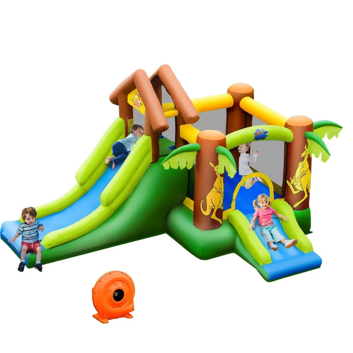 Hüpfburg aufblasbar Springburg mit 30 Bälle Hüpfschloss mit Rutsche Spielburg für Kinder 390 x 340 x 230 cm