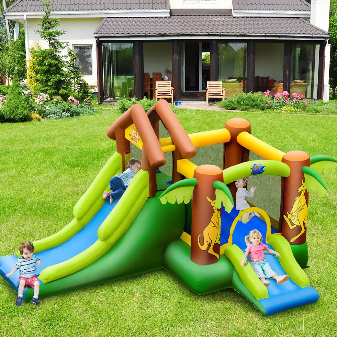 Hüpfburg aufblasbar Springburg mit 30 Bälle Hüpfschloss mit Rutsche Spielburg für Kinder 390 x 340 x 230 cm