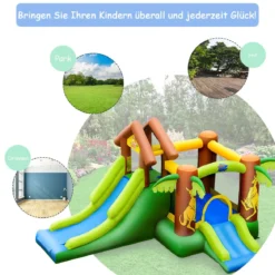 Hüpfburg aufblasbar Springburg mit 30 Bälle Hüpfschloss mit Rutsche Spielburg für Kinder 390 x 340 x 230 cm
