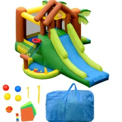 Hüpfburg aufblasbar Springburg mit 30 Bälle Hüpfschloss mit Rutsche Spielburg für Kinder 390 x 340 x 230 cm