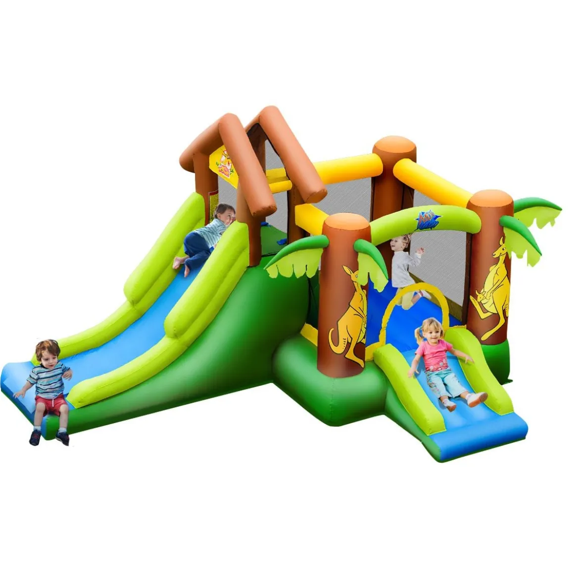 Hüpfburg aufblasbar Springburg mit 30 Bälle Hüpfschloss mit Rutsche Spielburg für Kinder 390 x 340 x 230 cm