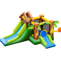 Hüpfburg aufblasbar Springburg mit 30 Bälle Hüpfschloss mit Rutsche Spielburg für Kinder 390 x 340 x 230 cm