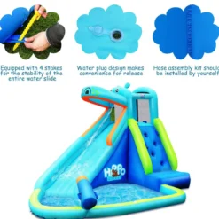 Hüpfburg aufblasbar Wasserrutsche Aufblasbare Spielpool Wasserspielcenter mit Rutsche 350*300*225cm