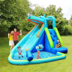 Hüpfburg aufblasbar Wasserrutsche Aufblasbare Spielpool Wasserspielcenter mit Rutsche 350*300*225cm