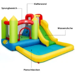 Hüpfburg aufblasbar Wasserrutsche Spielpool Planschbecken mit Rutsche 350 x 280 x 190cm