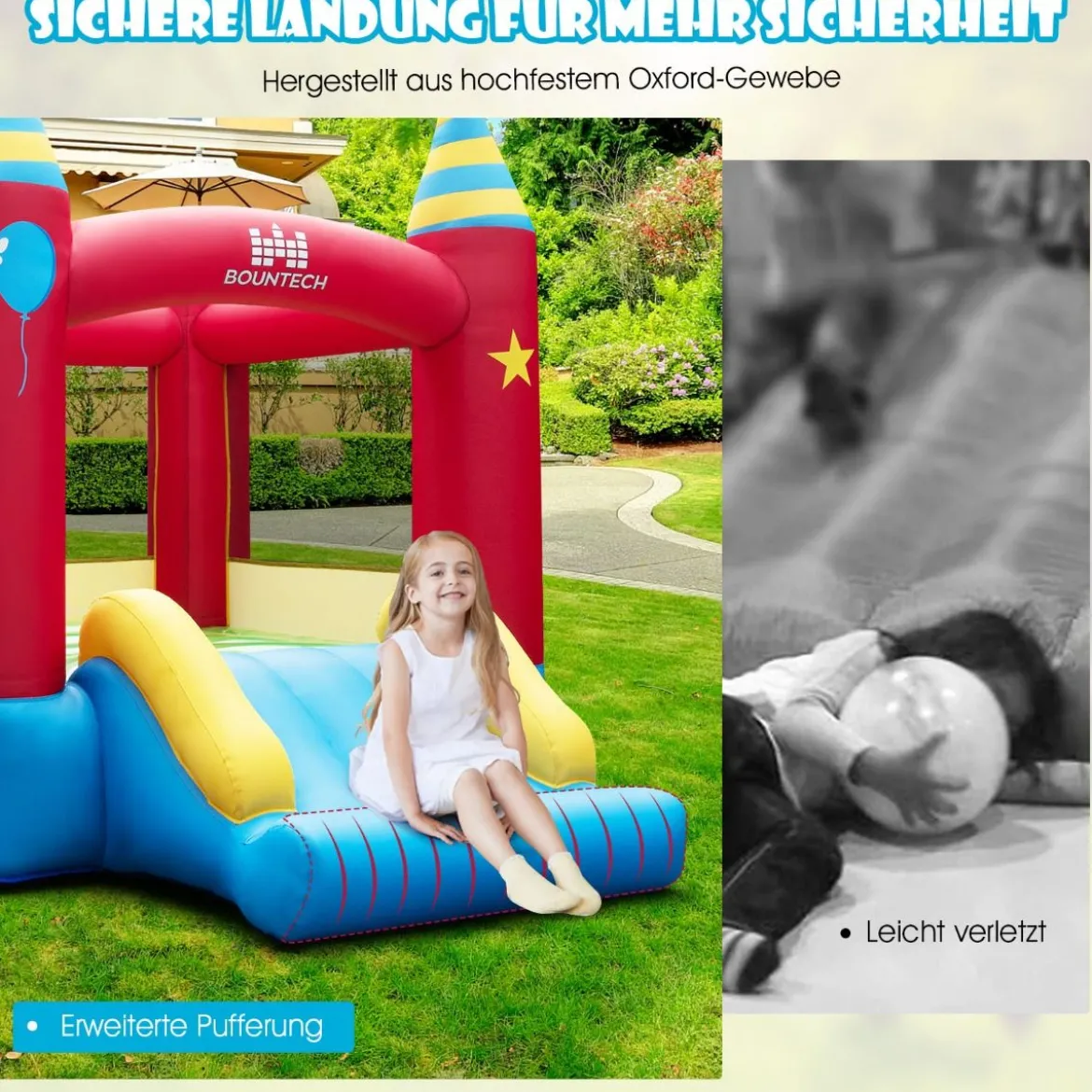 Hüpfburg Kinderhüpfhaus Tragbares Spielparadies 190 x 260 x 205 cm (mit 370-W-Gebläse)