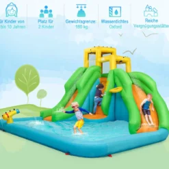 Hüpfburg mit Gebläse Wasserpark mit Zwei Rutschen 400 x 361 x 255 cm (mit 480W Luftgebläse)
