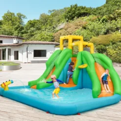 Hüpfburg mit Gebläse Wasserpark mit Zwei Rutschen 400 x 361 x 255 cm (mit 480W Luftgebläse)