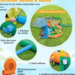 Hüpfburg mit Rutsche & Kletterwand & Basketballkorb & Fußballtor Wasserpark