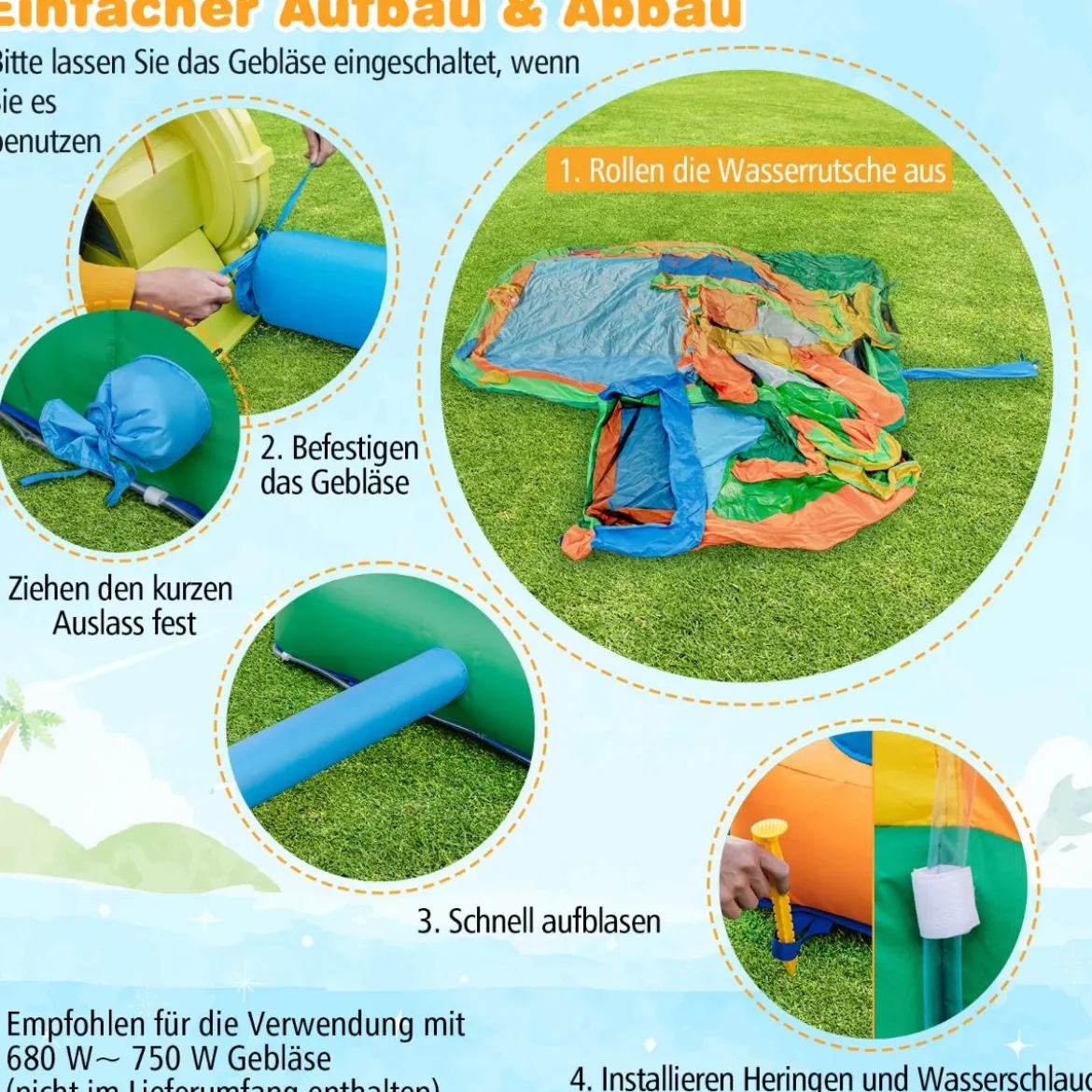Hüpfburg mit Rutsche & Kletterwand & Basketballkorb & Fußballtor Wasserpark