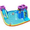 Hüpfburg mit Wasserrutsche Kletterwand 4 Sprinklern 2 Wasserwerfern & Planschbecken (ohne Gebläse)