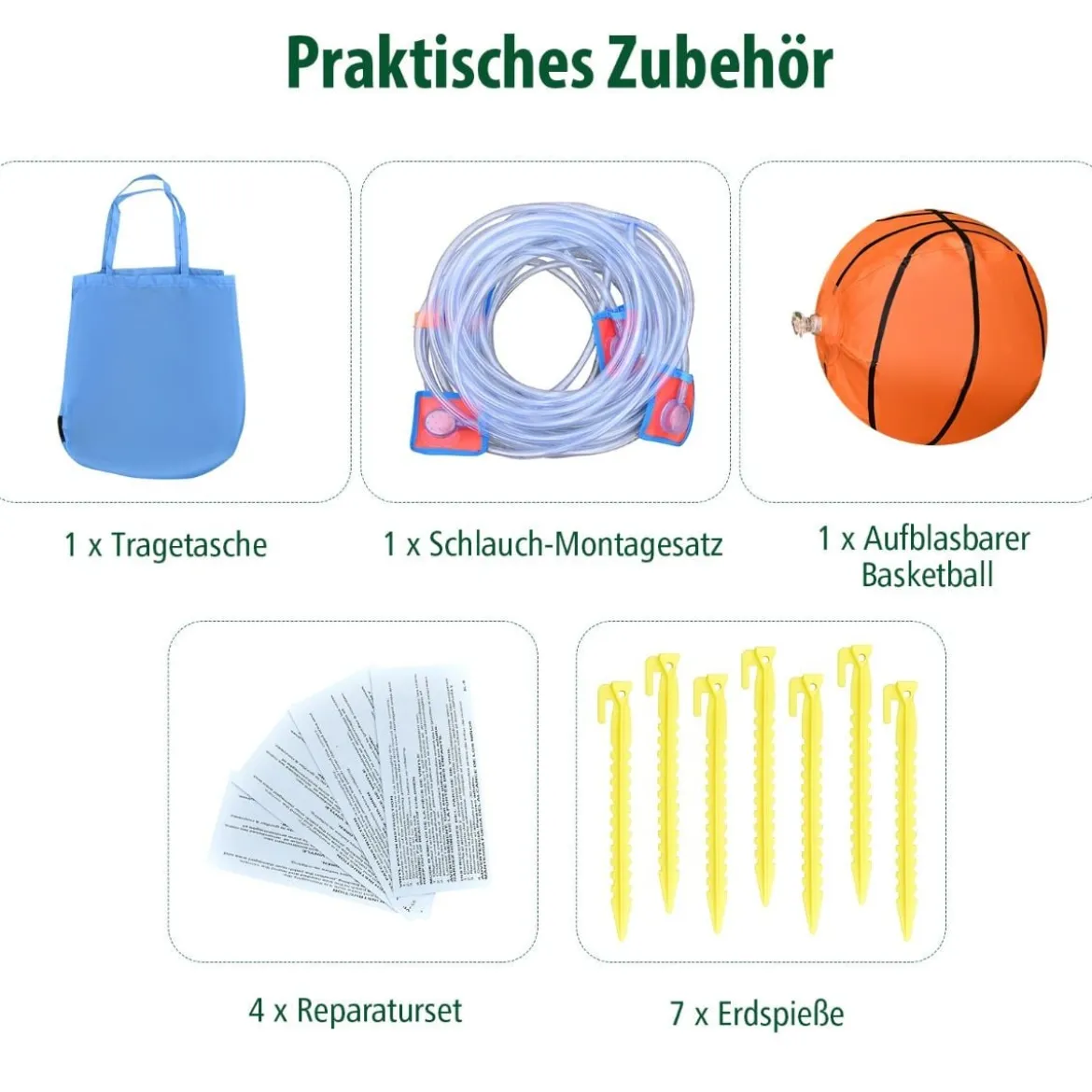 Hüpfburg mit Wasserrutsche Kletterwand 4 Sprinklern 2 Wasserwerfern & Planschbecken (ohne Gebläse)