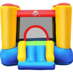 Hüpfburg und 300W Gebläse Kombination mit Rutsche Aufblasbares Outdoor Trampolin Spielburg 294x283x169cm