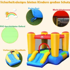 Hüpfburg und 300W Gebläse Kombination mit Rutsche Aufblasbares Outdoor Trampolin Spielburg 294x283x169cm
