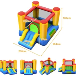 Hüpfburg und 300W Gebläse Kombination mit Rutsche Aufblasbares Outdoor Trampolin Spielburg 294x283x169cm
