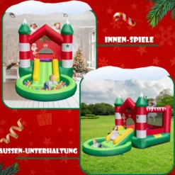 Hüpfburg Weihnachtliches Aufblasbares Kinderschloss mit Rutsche (ohne Gebläse)390 x 210 x 220 cm