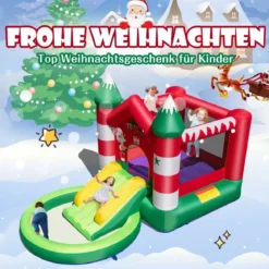Hüpfburg Weihnachtliches Aufblasbares Kinderschloss mit Rutsche (ohne Gebläse)390 x 210 x 220 cm