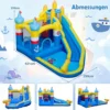 Hüpfburg + 750W Gebläse Set Wasserhüpfburg mit Wasserrutsche & Planschbecken & Wasserkanone